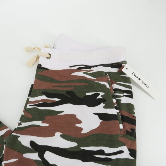 Theo & Spence Camo Lounge Pants Small Elastic Waist Drawstring Ribbed Cuffs NWT - Picture 3 of 5